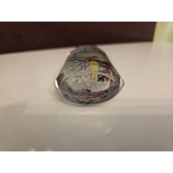 Vtg Chinese Reverse Painted Snuff Bottle Stopper Birds Flowers Cherry Blossoms - Picture 7 of 15